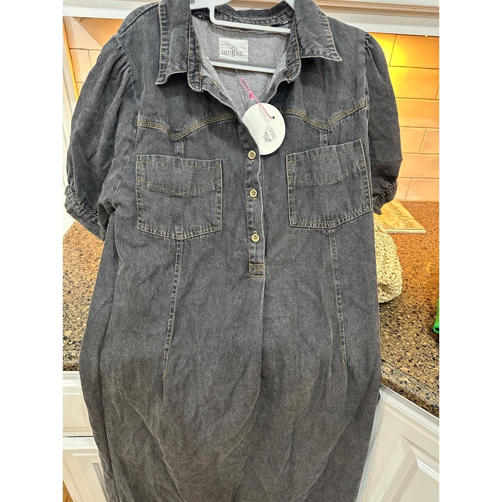 umgee black denim midi dress small NWT‎